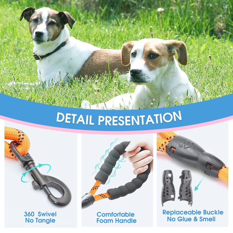 BAAPET 2/4/5/6 FT Dog Leash with Comfortable Padded Handle and Highly Reflective Threads for Small Medium and Large Dogs (5FT-1/2'', Orange) - Image 3